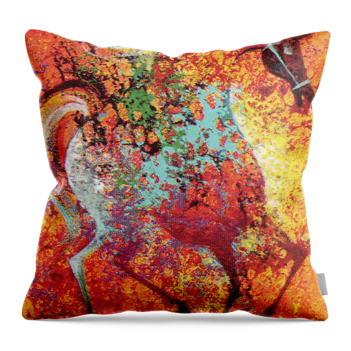 Abstract Throw Pillow featuring the drawing Colorful Horse by CSA Images