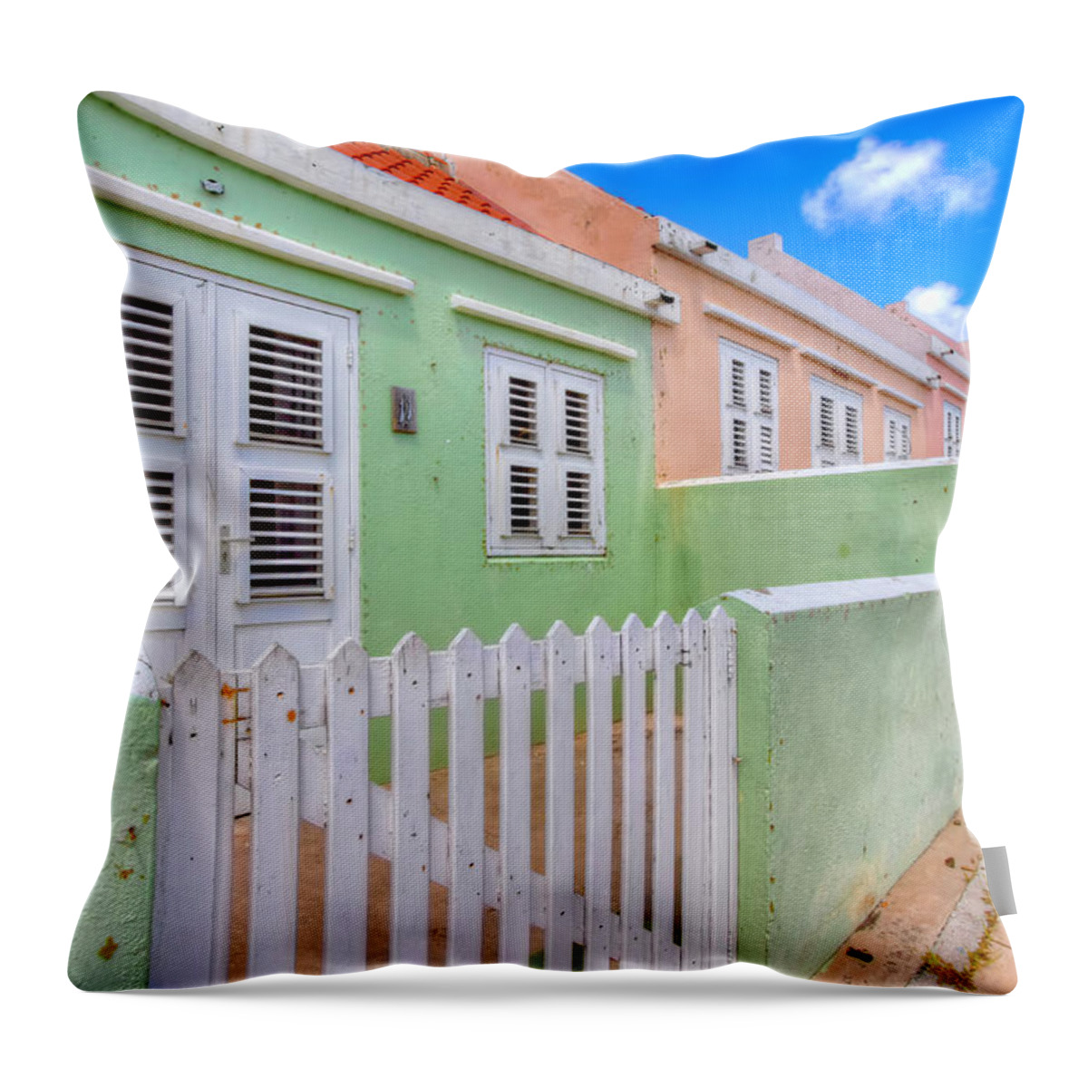 Curacao Throw Pillow featuring the photograph Colorful Houses by Nadia Sanowar