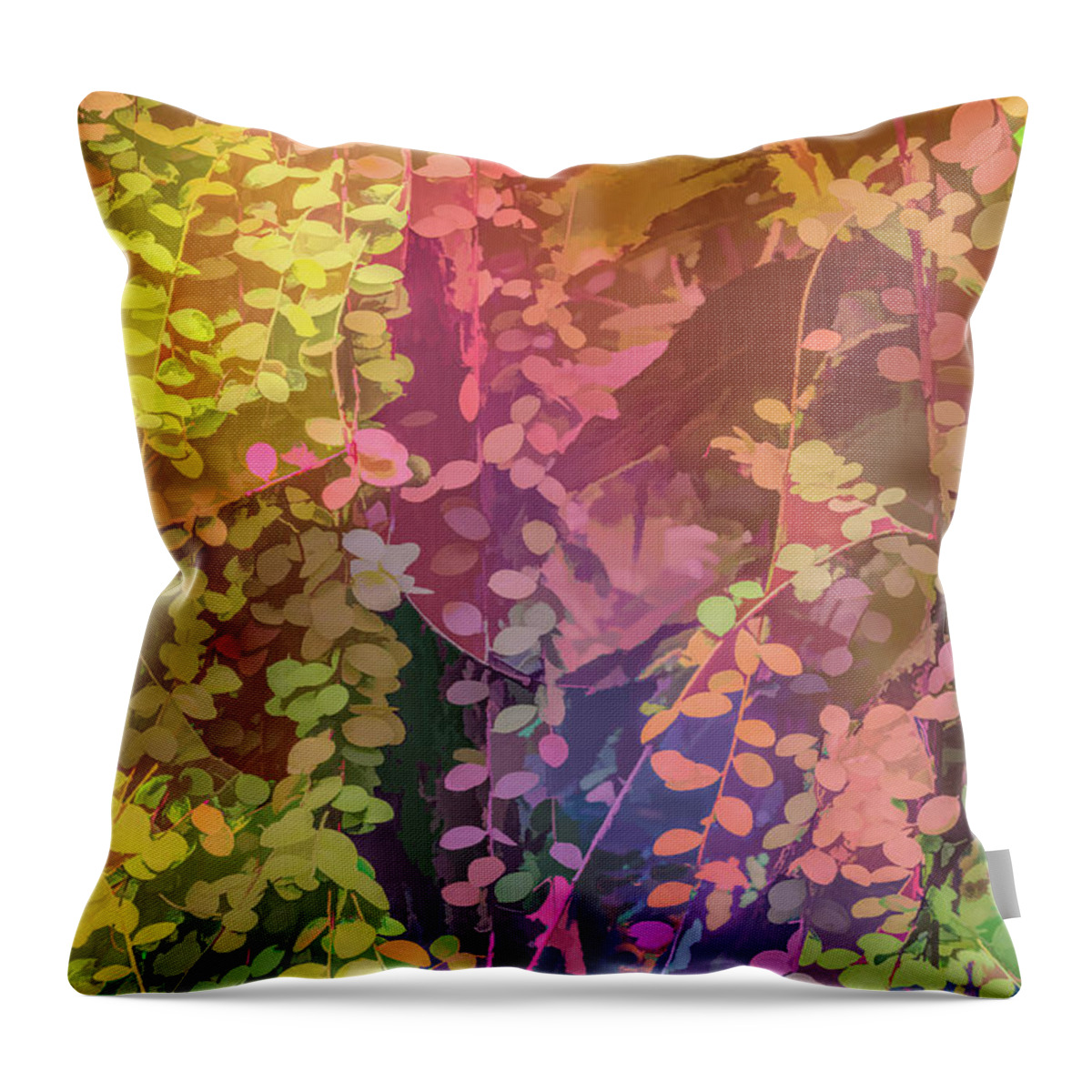 Abstract Throw Pillow featuring the photograph Colorful Leaves by Roslyn Wilkins