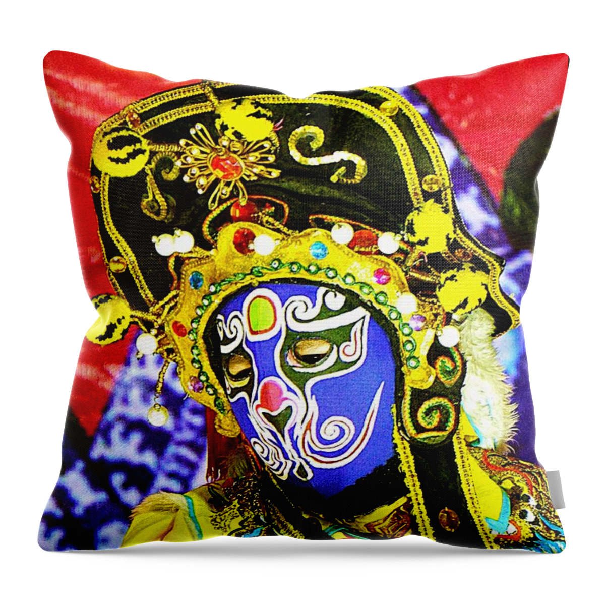 China Throw Pillow featuring the digital art Colorful masked Magician by Ian Gledhill