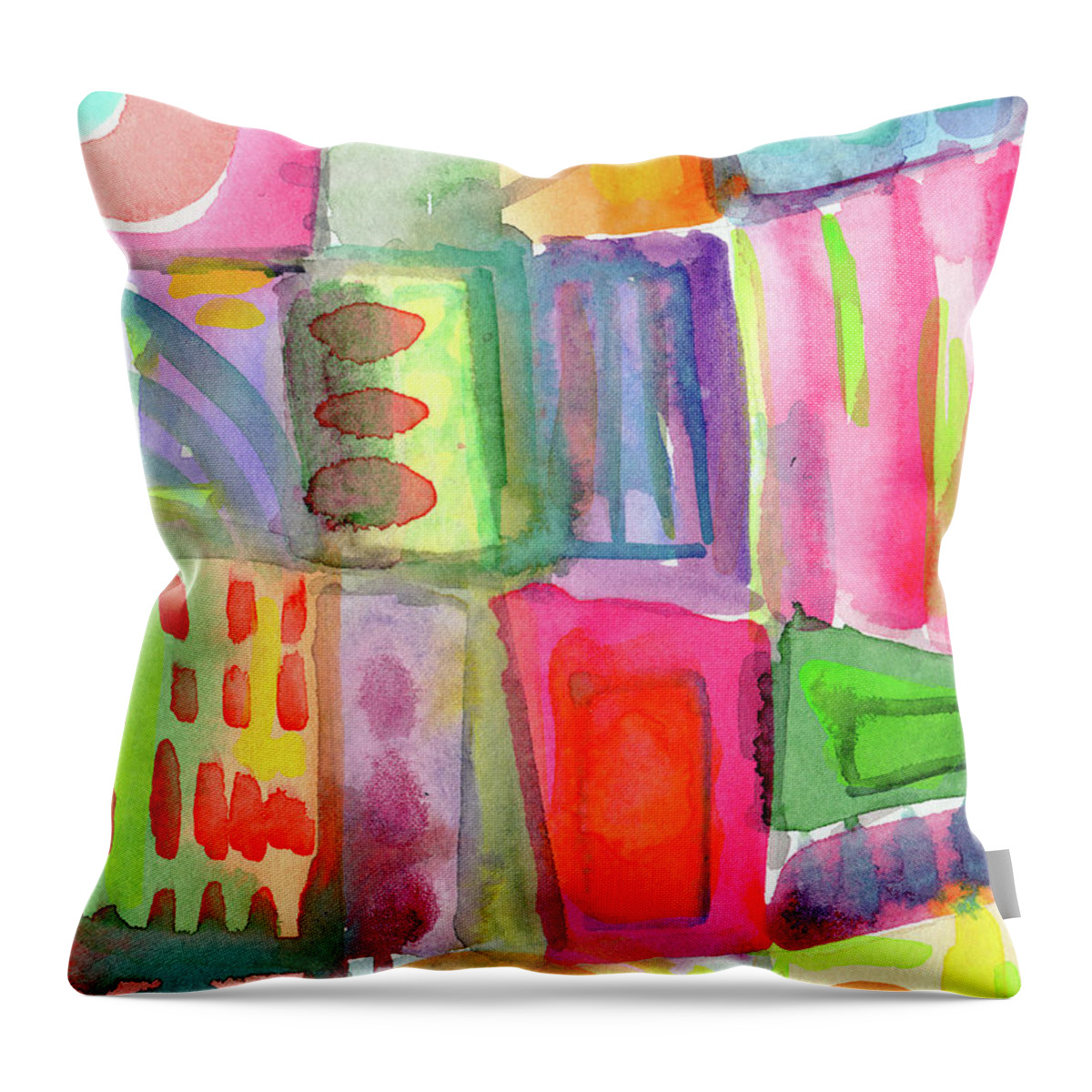 Colorful Throw Pillow featuring the painting Colorful Patchwork 2- Art by Linda Woods by Linda Woods
