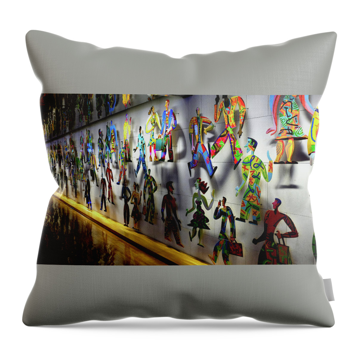 Mall Art Throw Pillow featuring the photograph Colorful people by Eric Hafner