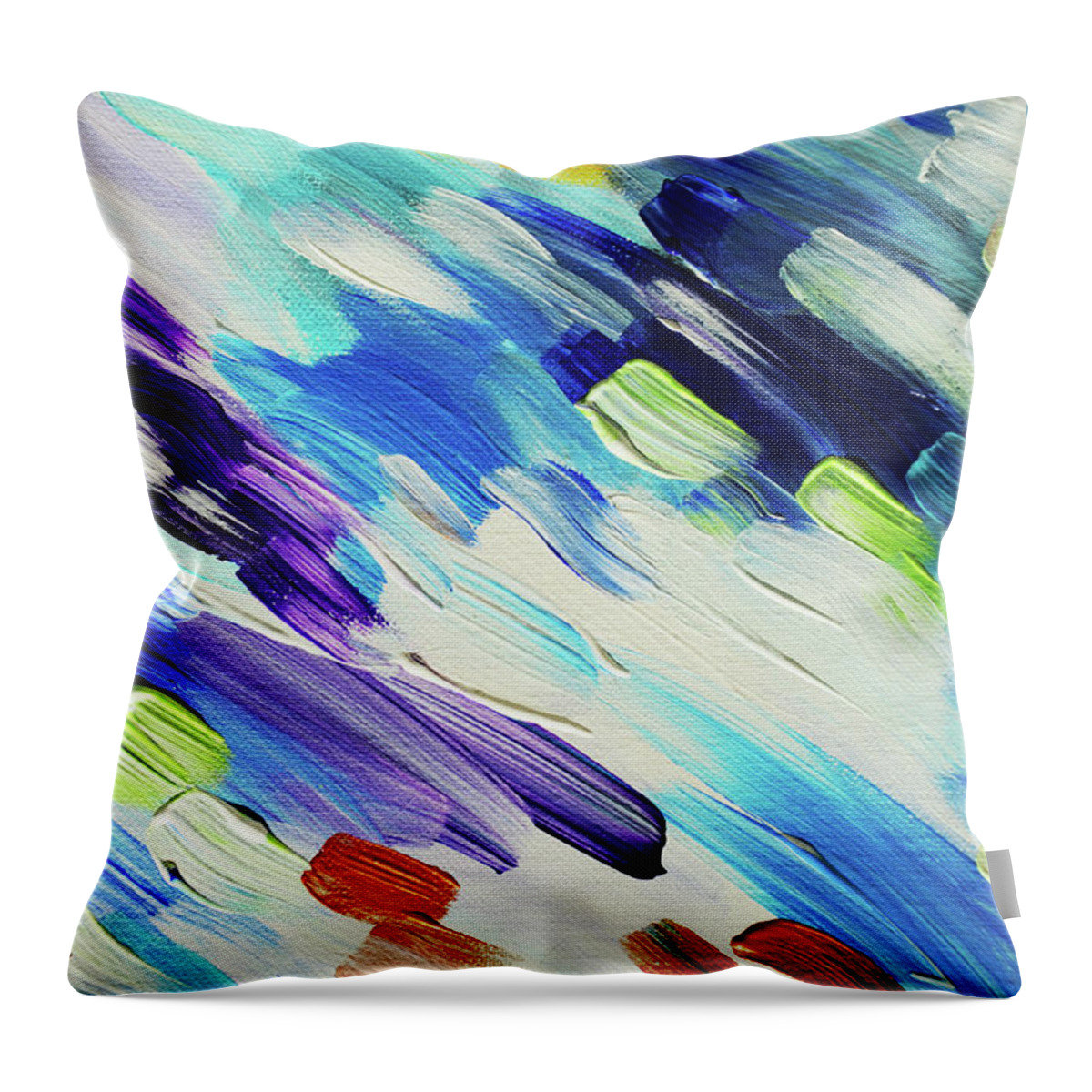Jenny Rainbow Fine Art Photography Throw Pillow featuring the photograph Colorful Rain Fragment 6. Abstract Painting by Jenny Rainbow