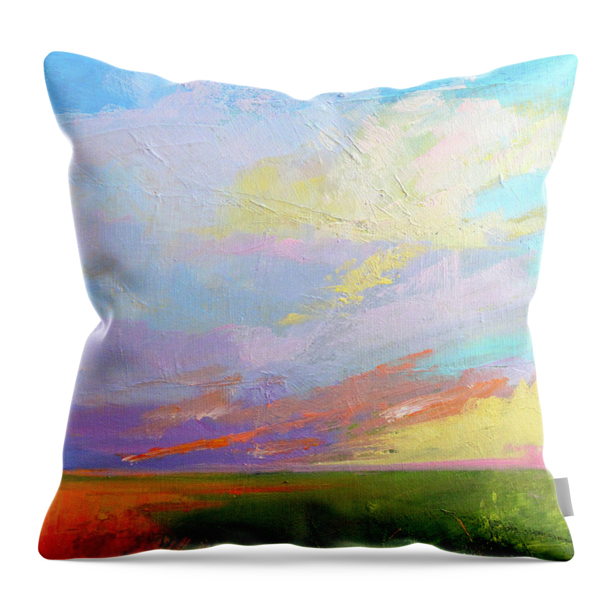 Colorful Sky Painting Throw Pillow featuring the painting Colorful Sky by Nancy Merkle