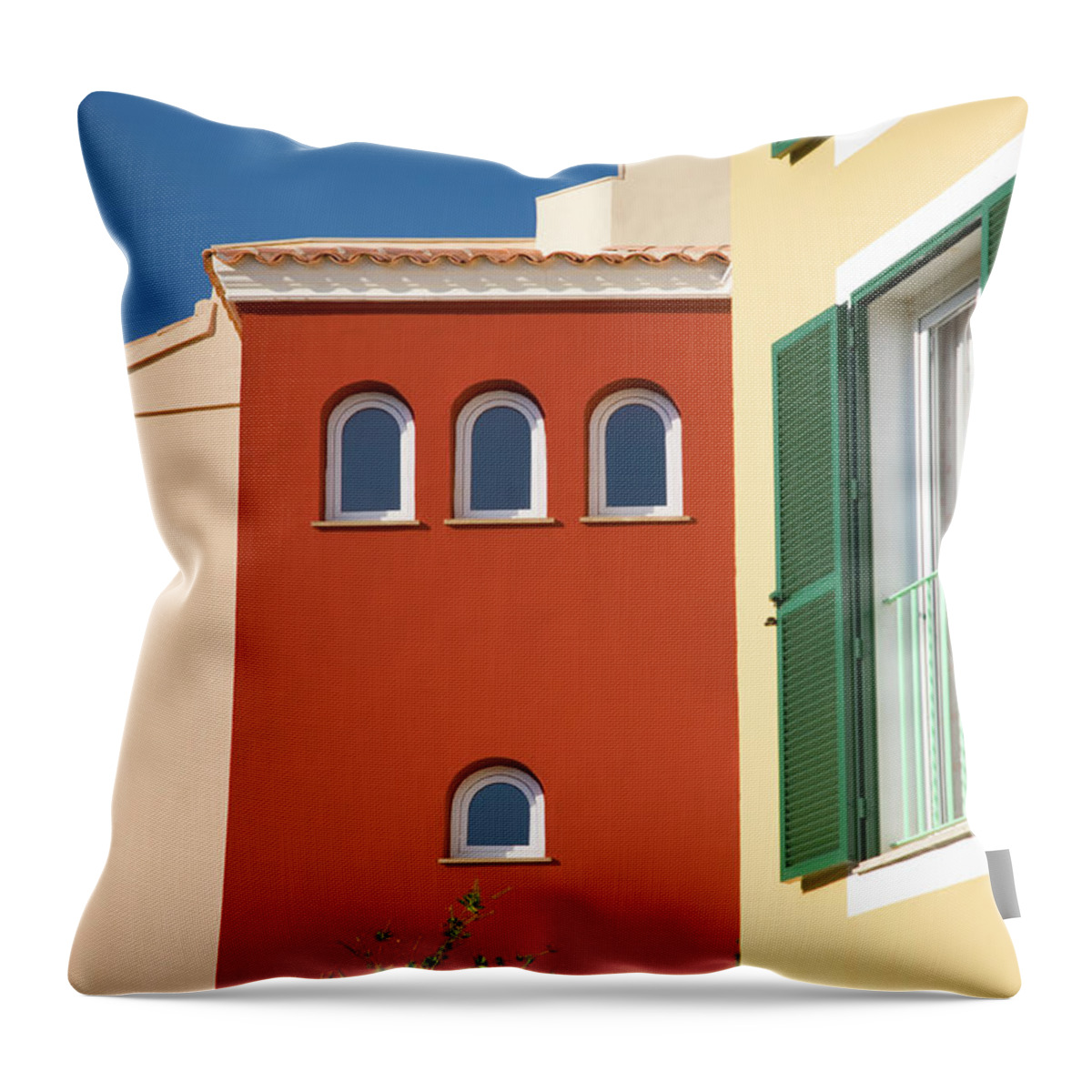 Apartment Throw Pillow featuring the photograph Colourful Facades Of Luxury Apartment by David C Tomlinson