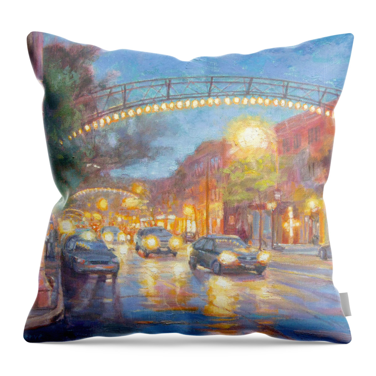 Festive Throw Pillow featuring the painting Columbus Revitalized by Robie Benve
