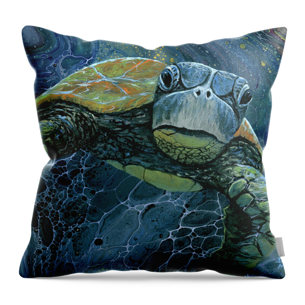 Sea Throw Pillow featuring the painting Coming At Cha by Darice Machel McGuire