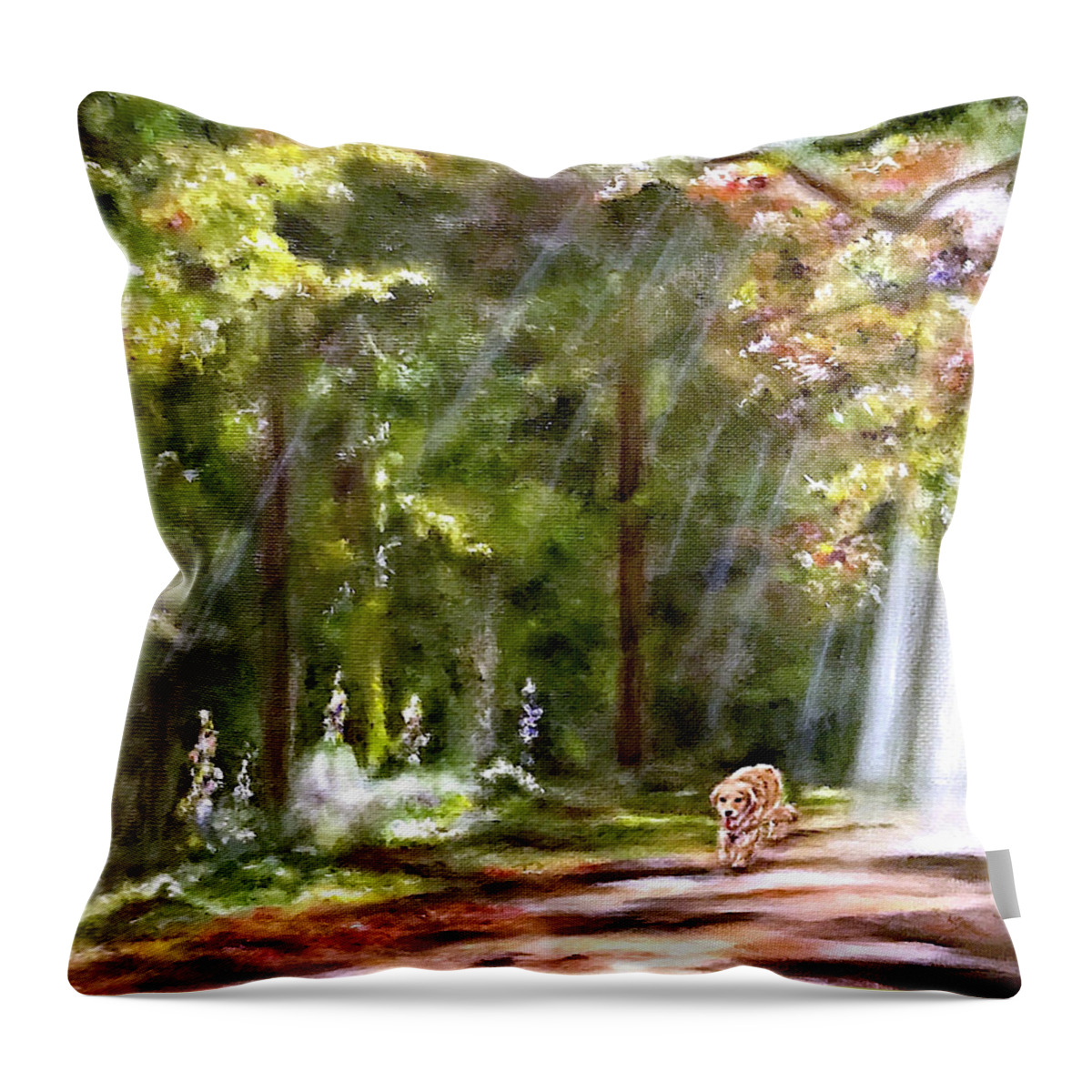 Dog Throw Pillow featuring the painting Coming Home by Dr Pat Gehr