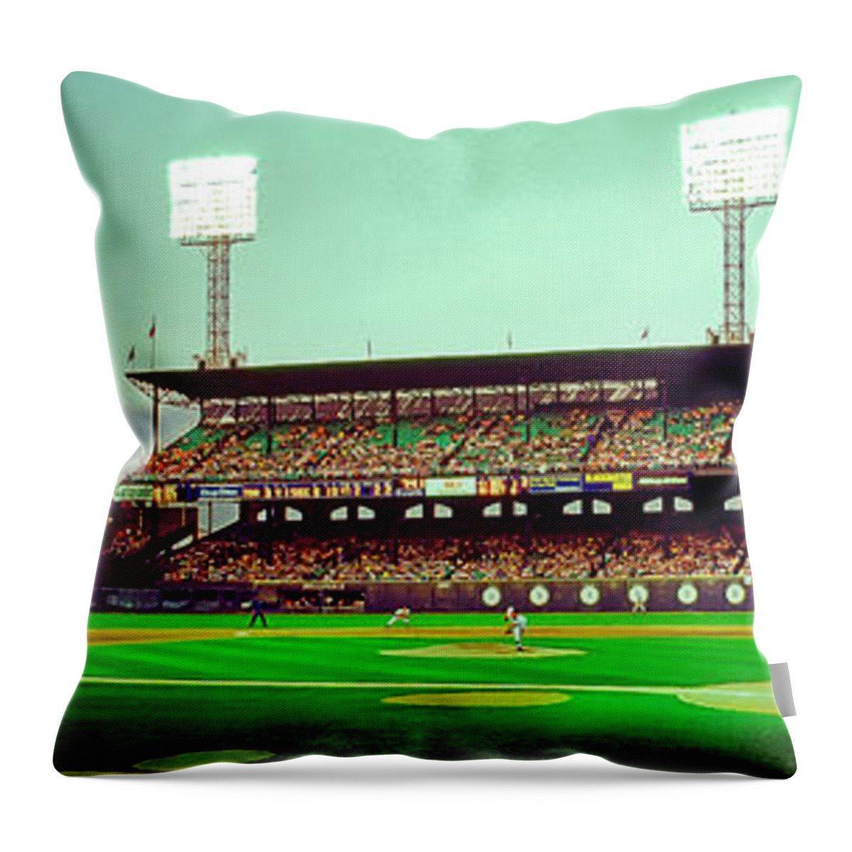 Comiskey Throw Pillow featuring the photograph Comiskey Park third and home by Tom Jelen