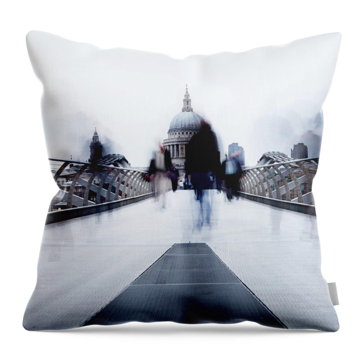 London Millennium Footbridge Throw Pillow featuring the photograph Commuters by Lightkey