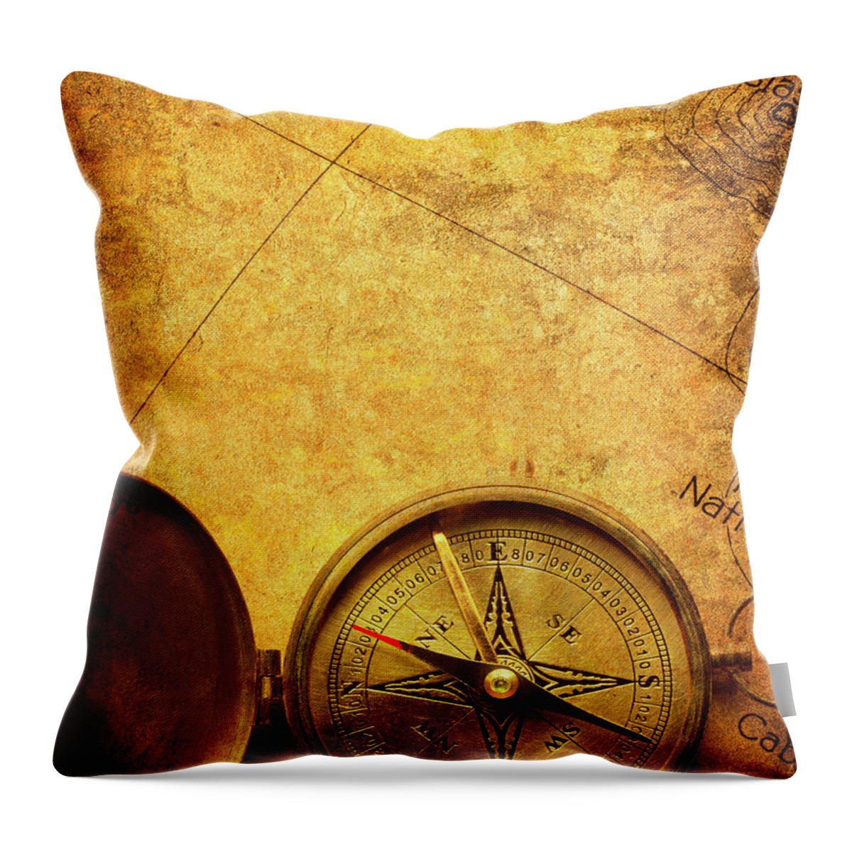 East Throw Pillow featuring the photograph Compass by Dny59