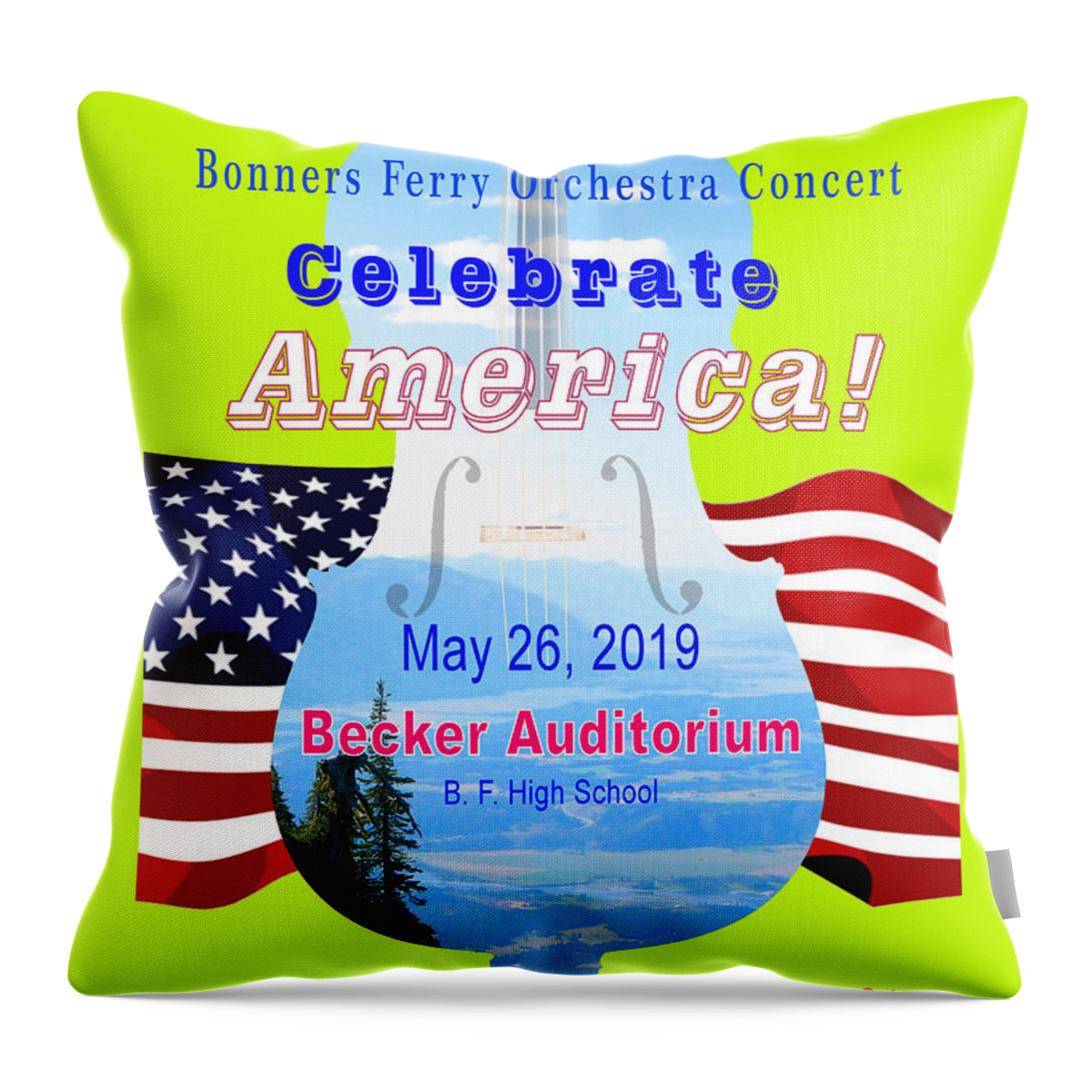 Bonner. Ferry. Idaho Throw Pillow featuring the digital art Concert Poster by Robert Bissett