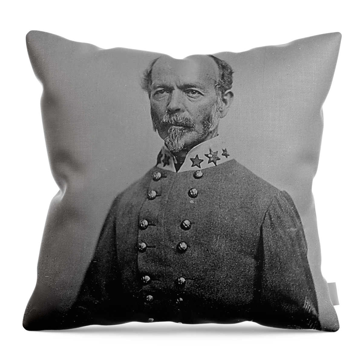 Civil War Throw Pillow featuring the painting Confederate General Joseph E. Johnston by Matthew Brady