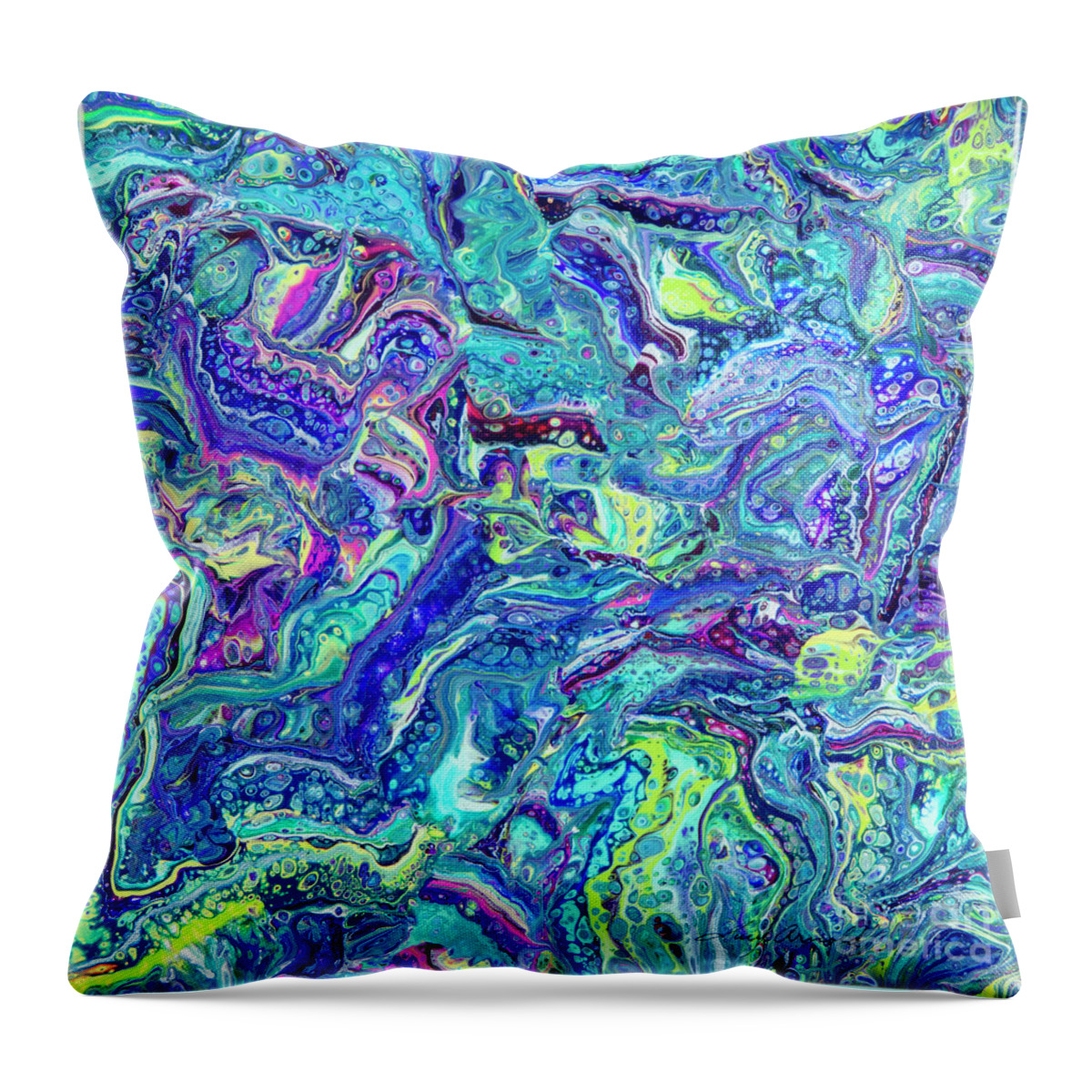Poured Acrylics Throw Pillow featuring the painting Confetti Dimension by Lucy Arnold