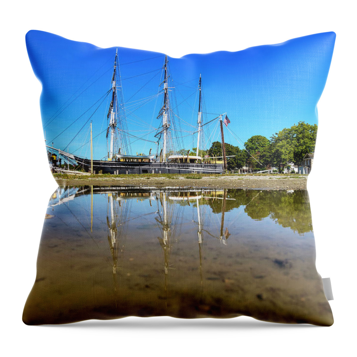 Estock Throw Pillow featuring the digital art Connecticut, Mystic Seaport Museum, Open Air Museum. by Claudia Uripos