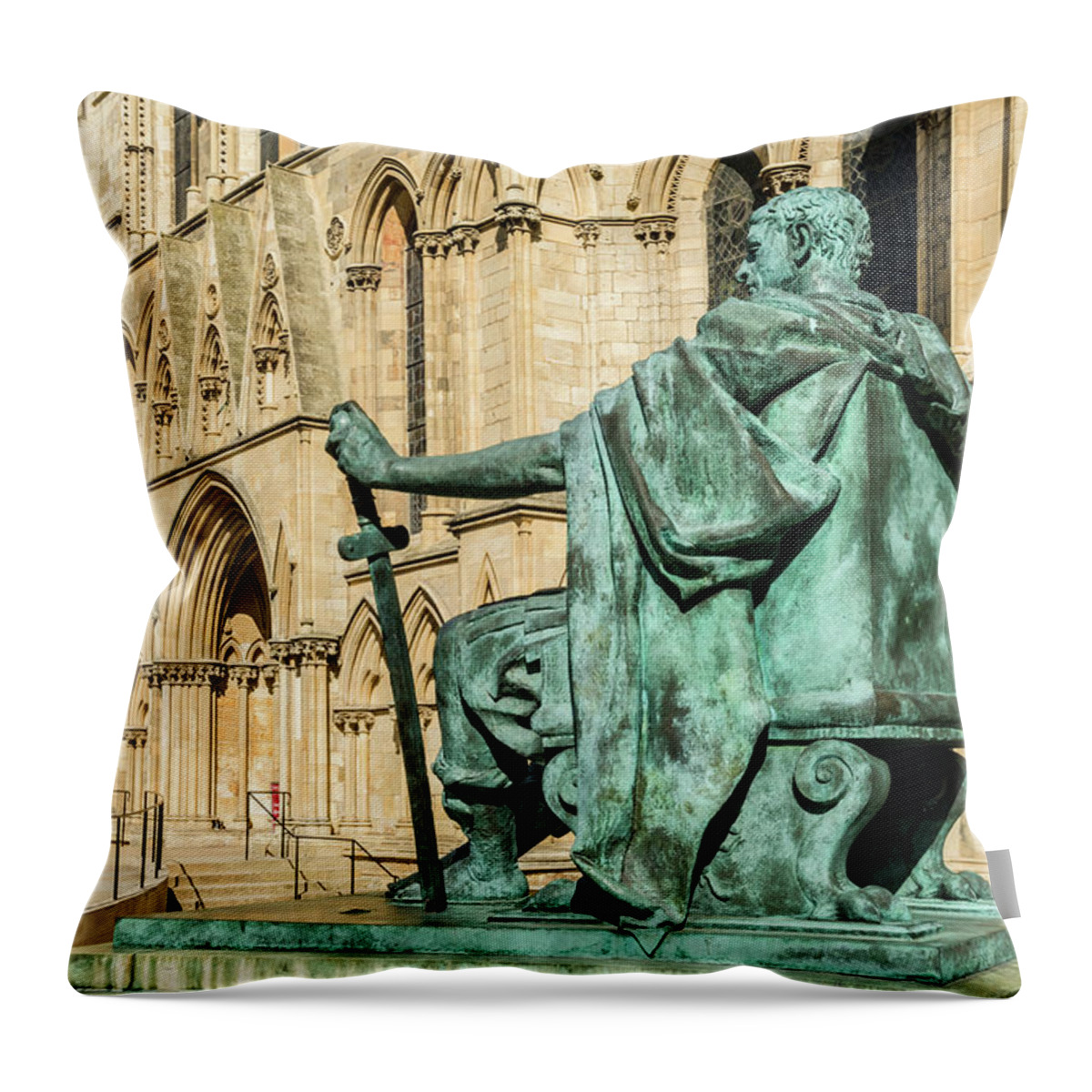 Constantine Statue Throw Pillow featuring the photograph Constantine Statue, York Minster by David Ross