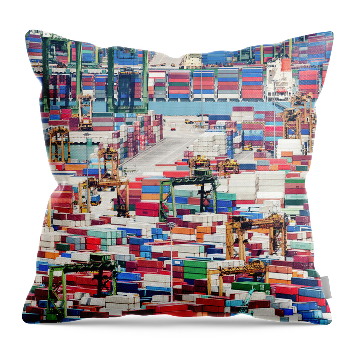 Trading Throw Pillow featuring the photograph Container Port by Tomml