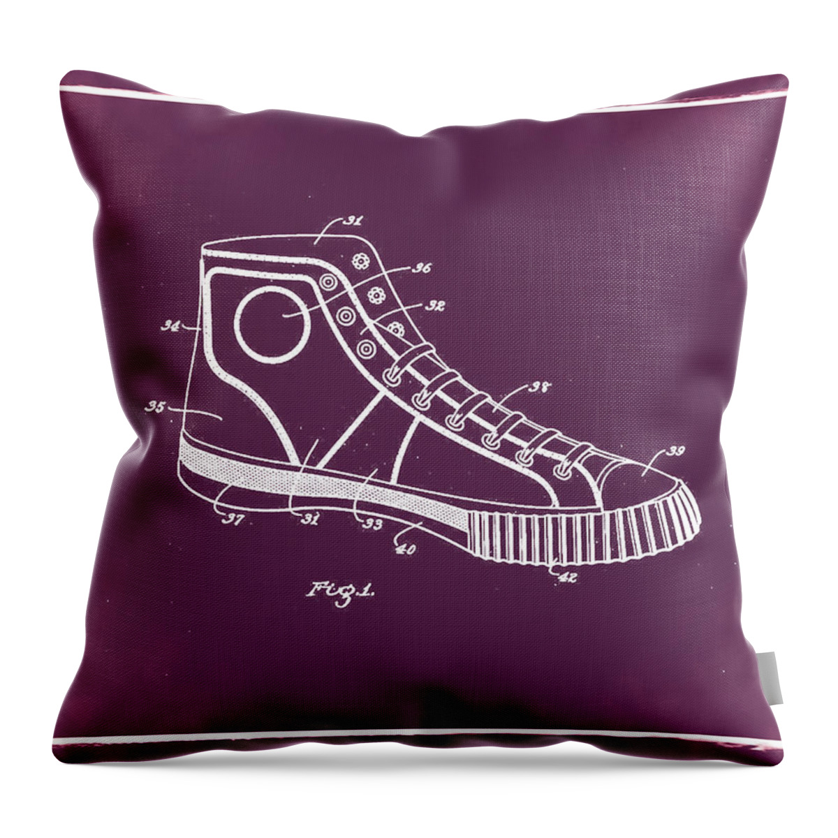 Converse Throw Pillow featuring the photograph Converse Allstar Patent 1934 Red by Bill Cannon