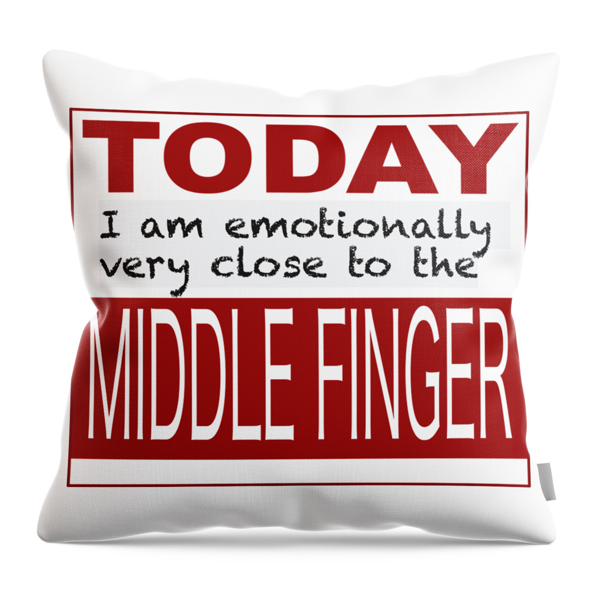 Cool. Funny Throw Pillow featuring the drawing Cool an funny saying Middle finger by Patricia Piotrak