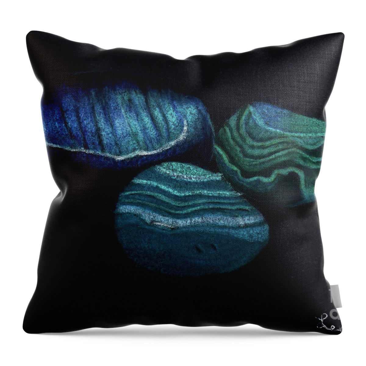 Fine Art Throw Pillow featuring the painting Cool Rock Trio by Dorothy Lee
