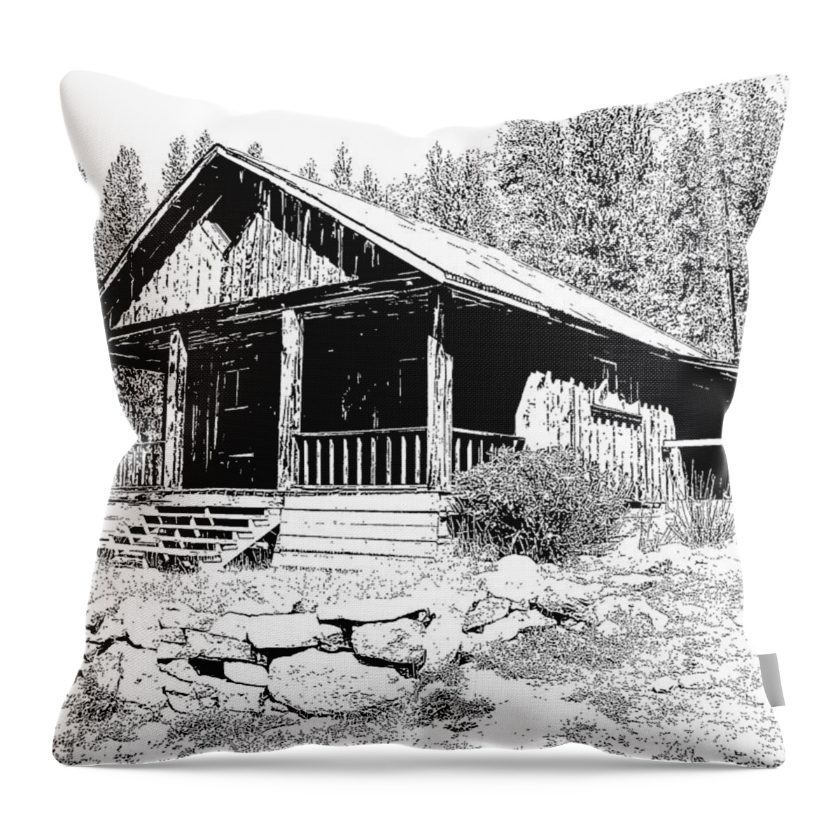 Coolidge Ghost Town Throw Pillow featuring the drawing Coolidge Ghost Town Montana by Kevin Heaney
