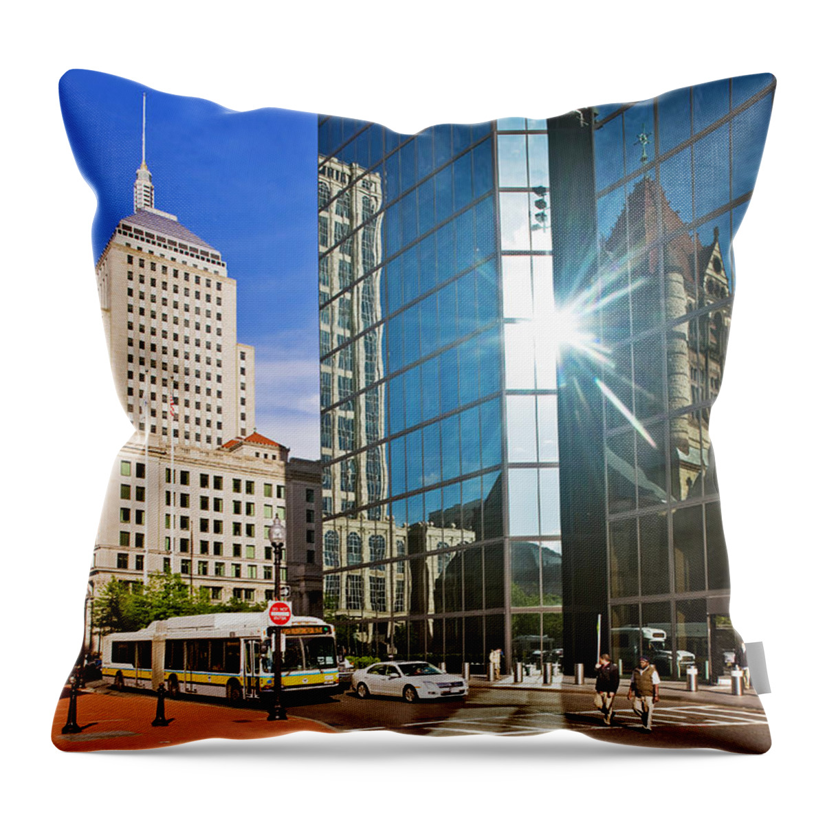 Estock Throw Pillow featuring the digital art Copley Square, Boston by Massimo Borchi
