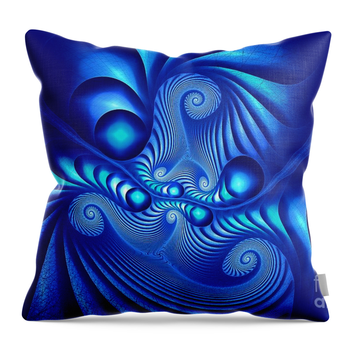 The Corinthian Order Throw Pillow featuring the digital art Corinthian Fractalation in Blue by Doug Morgan