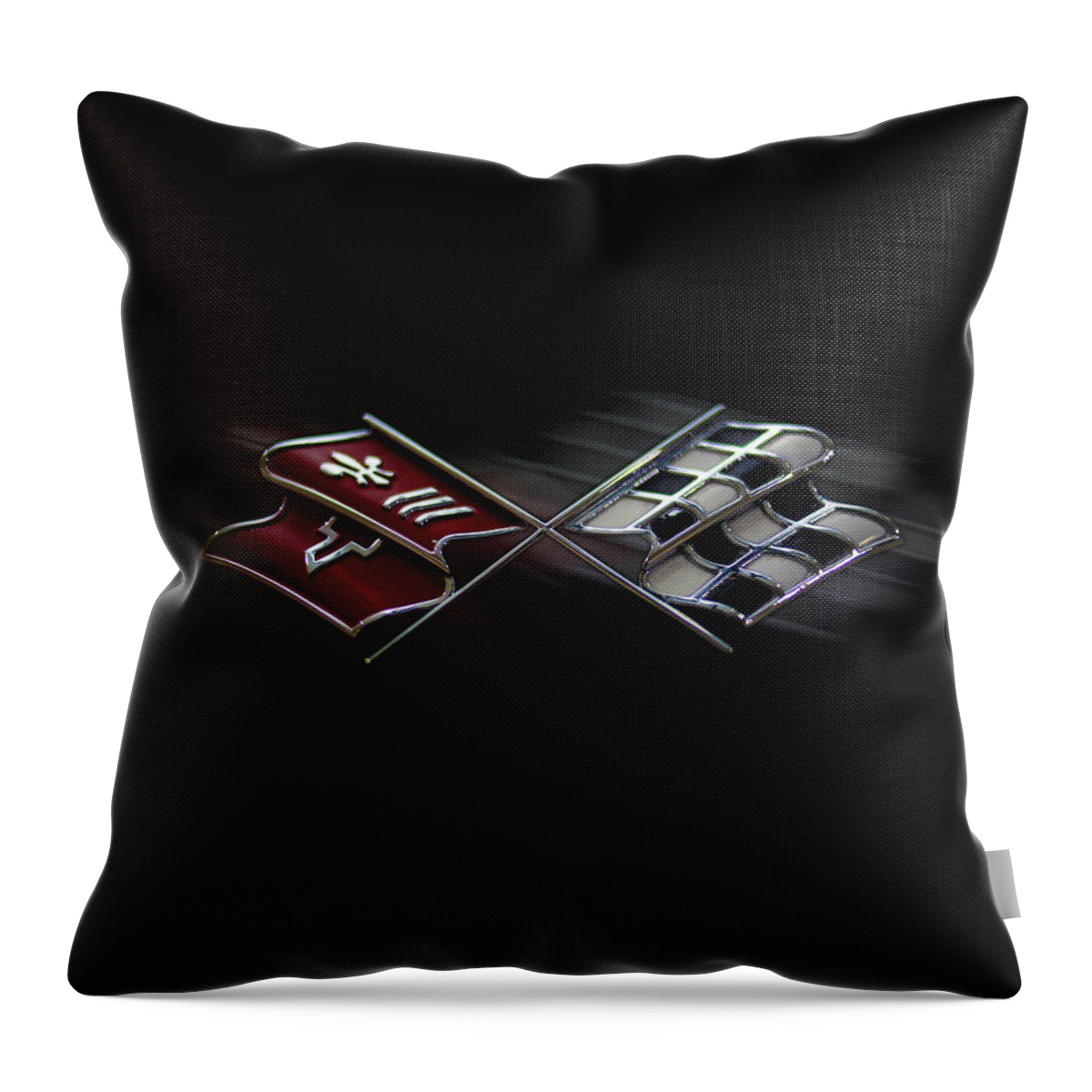 Corvette Flags Throw Pillow featuring the photograph Corvette Flags by Stamp City