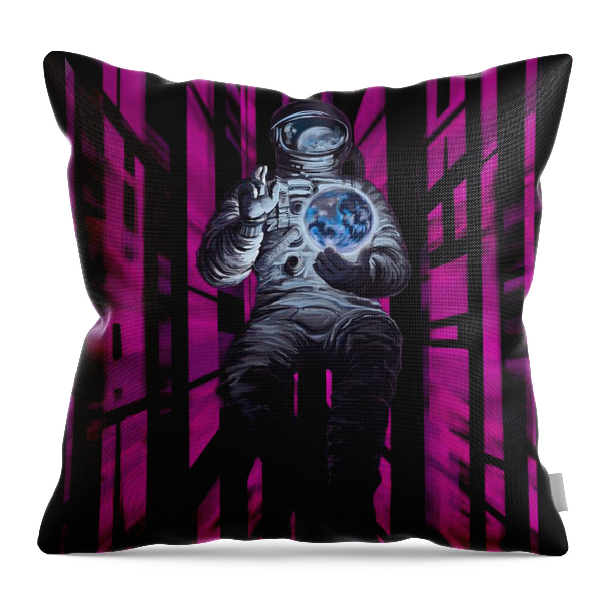 Cosmonaut Throw Pillow featuring the painting Cosmonault by Sassan Filsoof