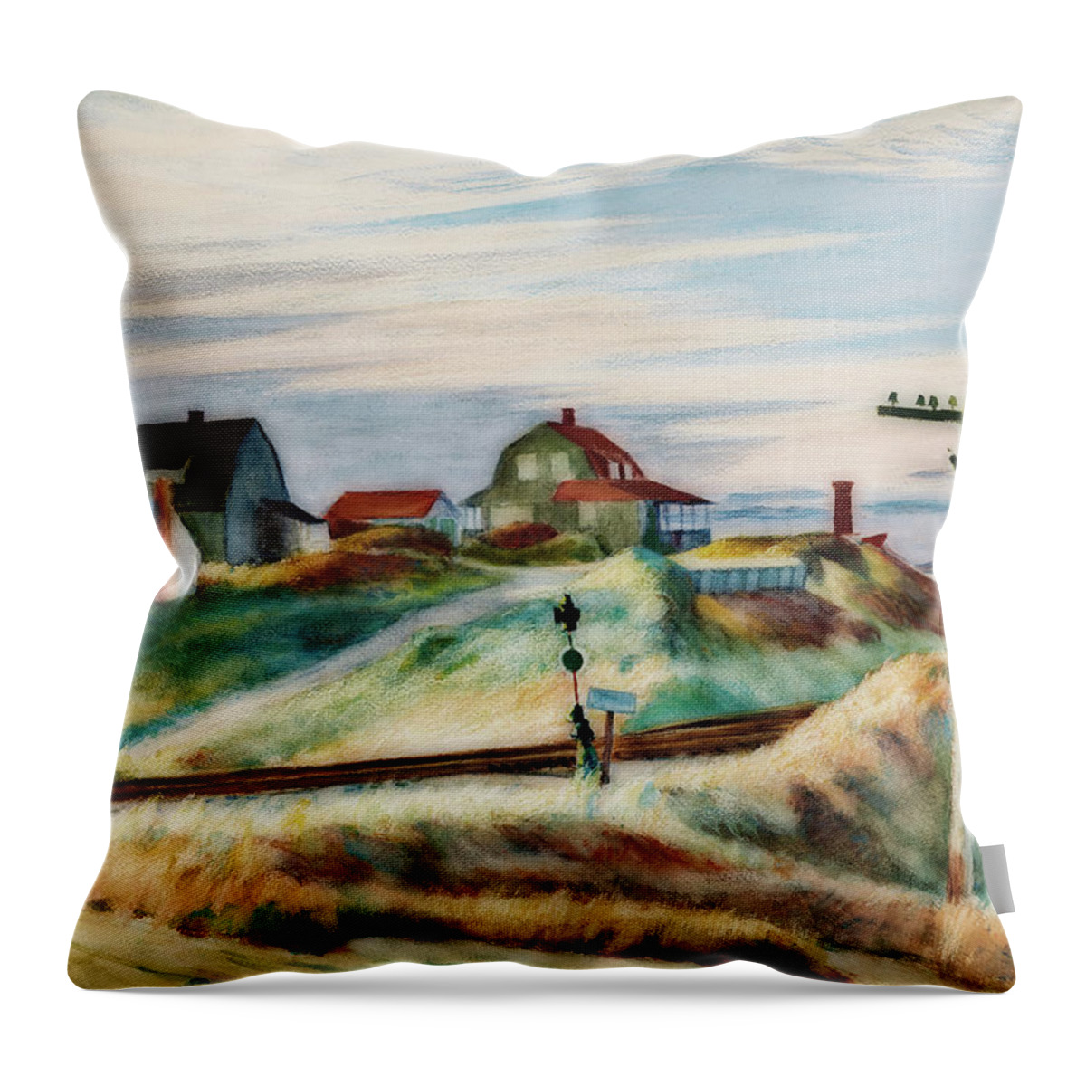 Painting Throw Pillow featuring the painting Cottages At North Truro by Mountain Dreams