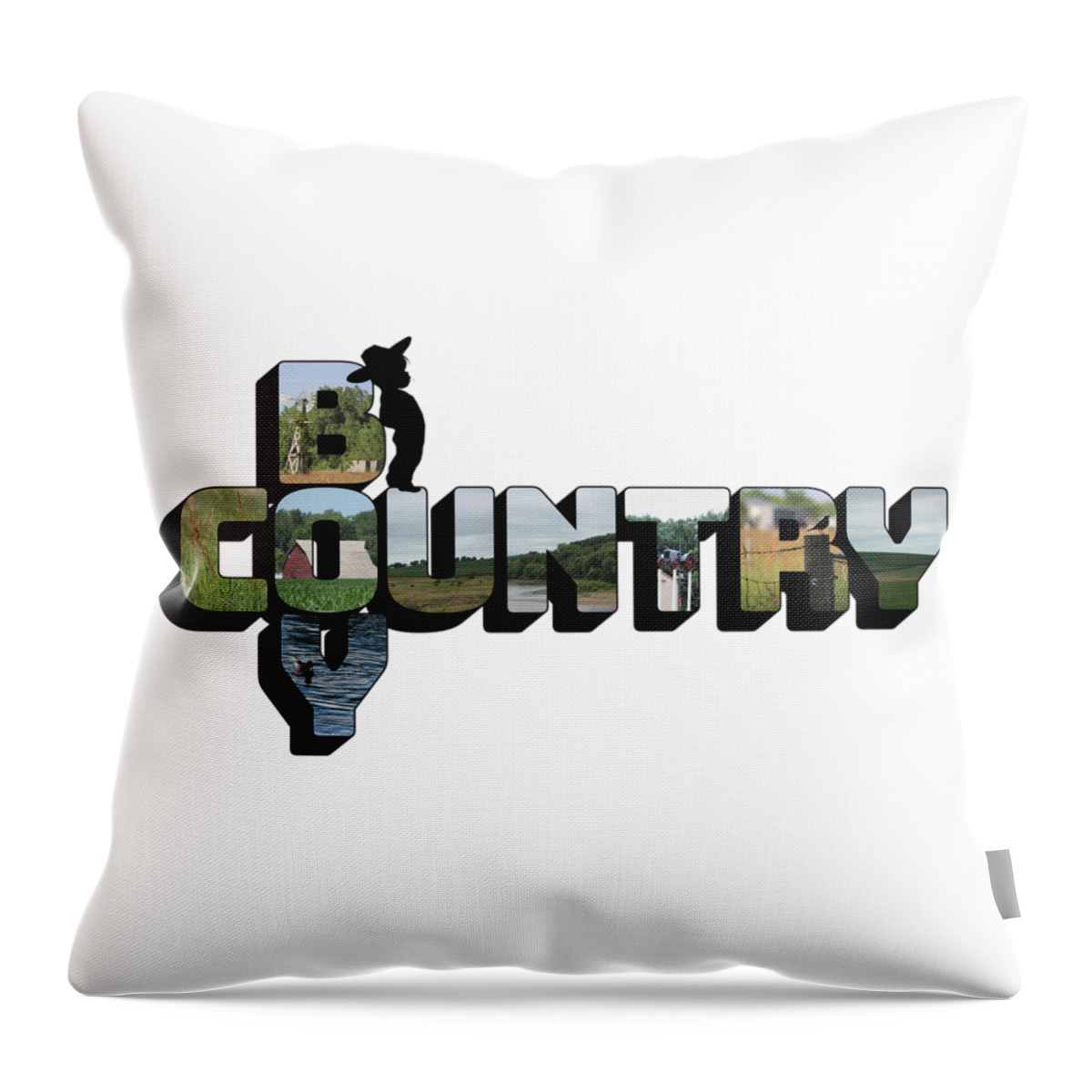 Country Life Throw Pillow featuring the photograph Country Boy Big Letter by Colleen Cornelius