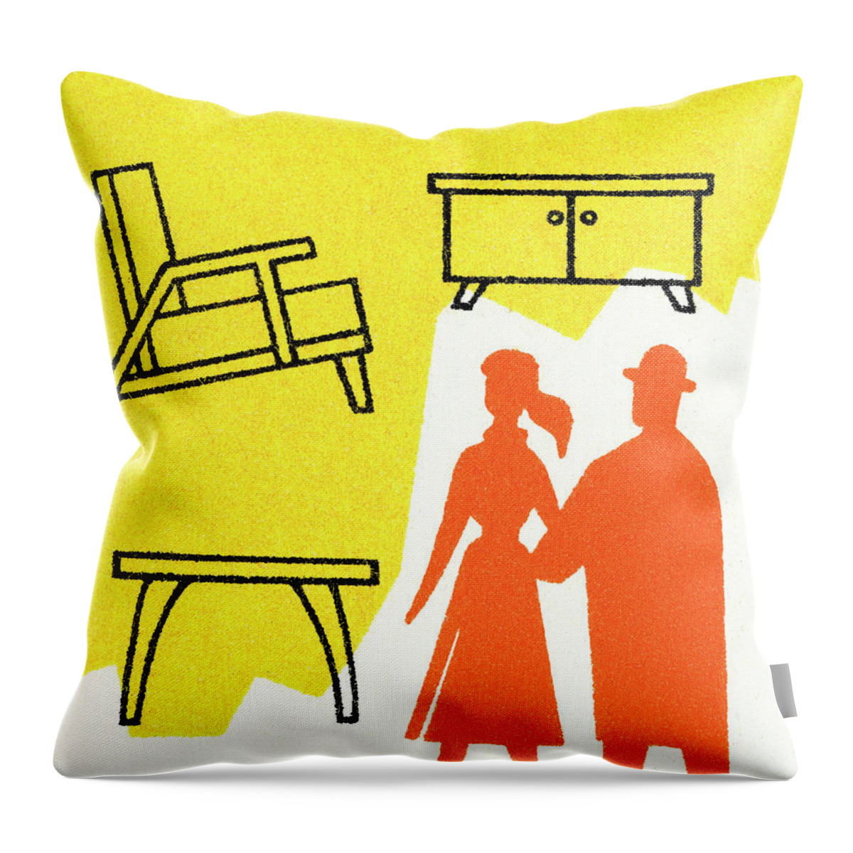 Adult Throw Pillow featuring the drawing Couple furniture shopping by CSA Images