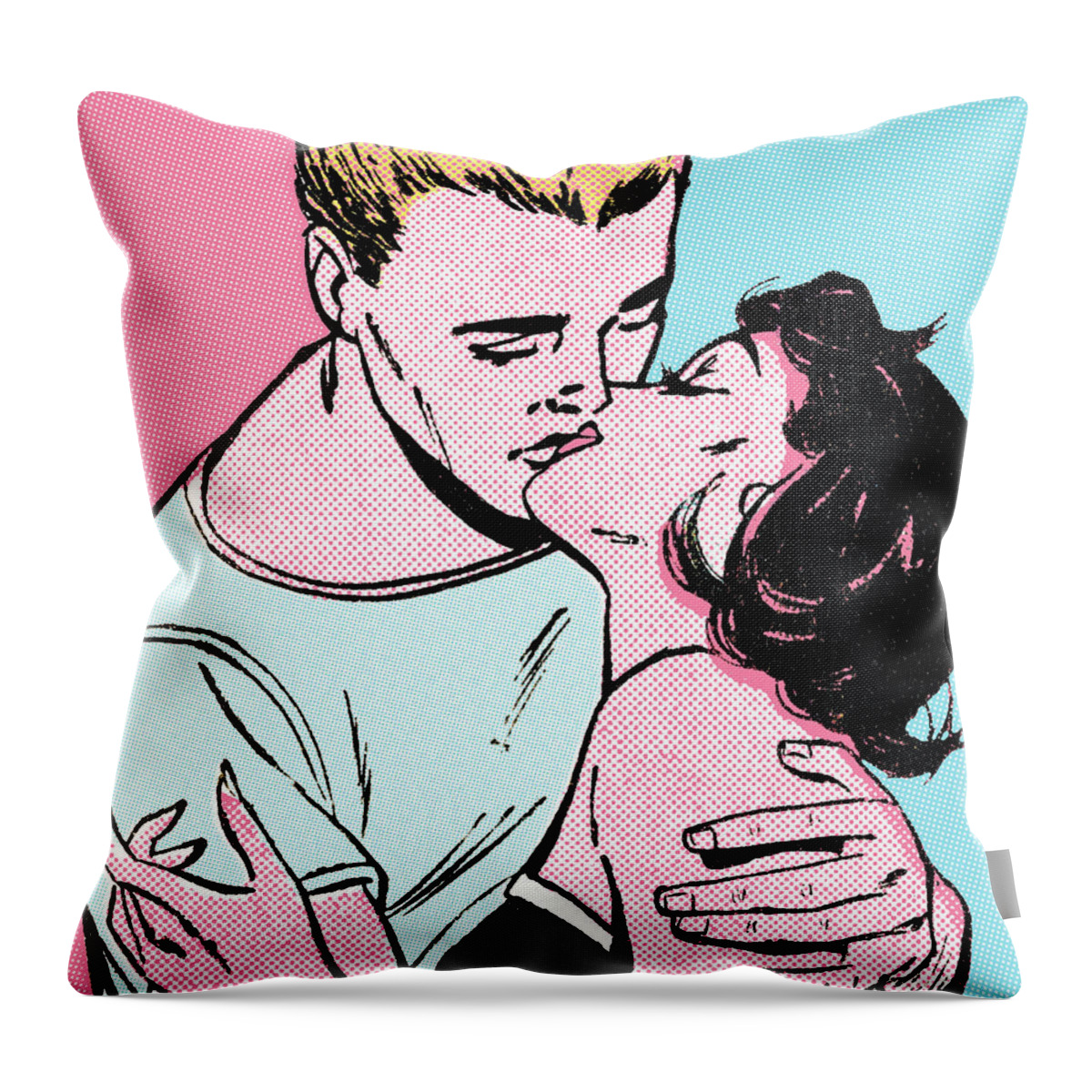 Admire Throw Pillow featuring the drawing Couple kissing by CSA Images