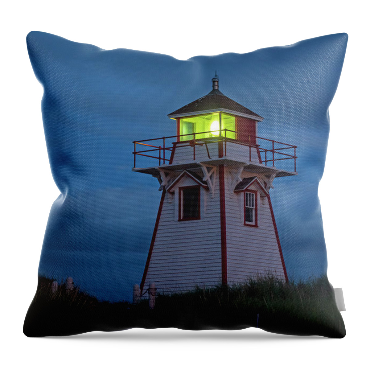 Covehead Throw Pillow featuring the photograph Covehead Blue Hour by Douglas Wielfaert