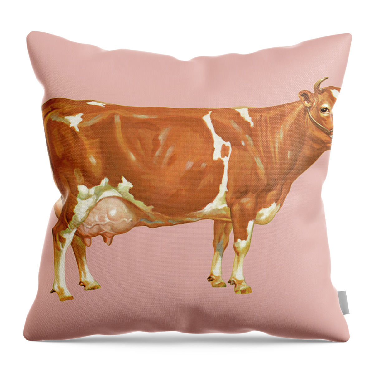 Agriculture Throw Pillow featuring the drawing Cow by CSA Images