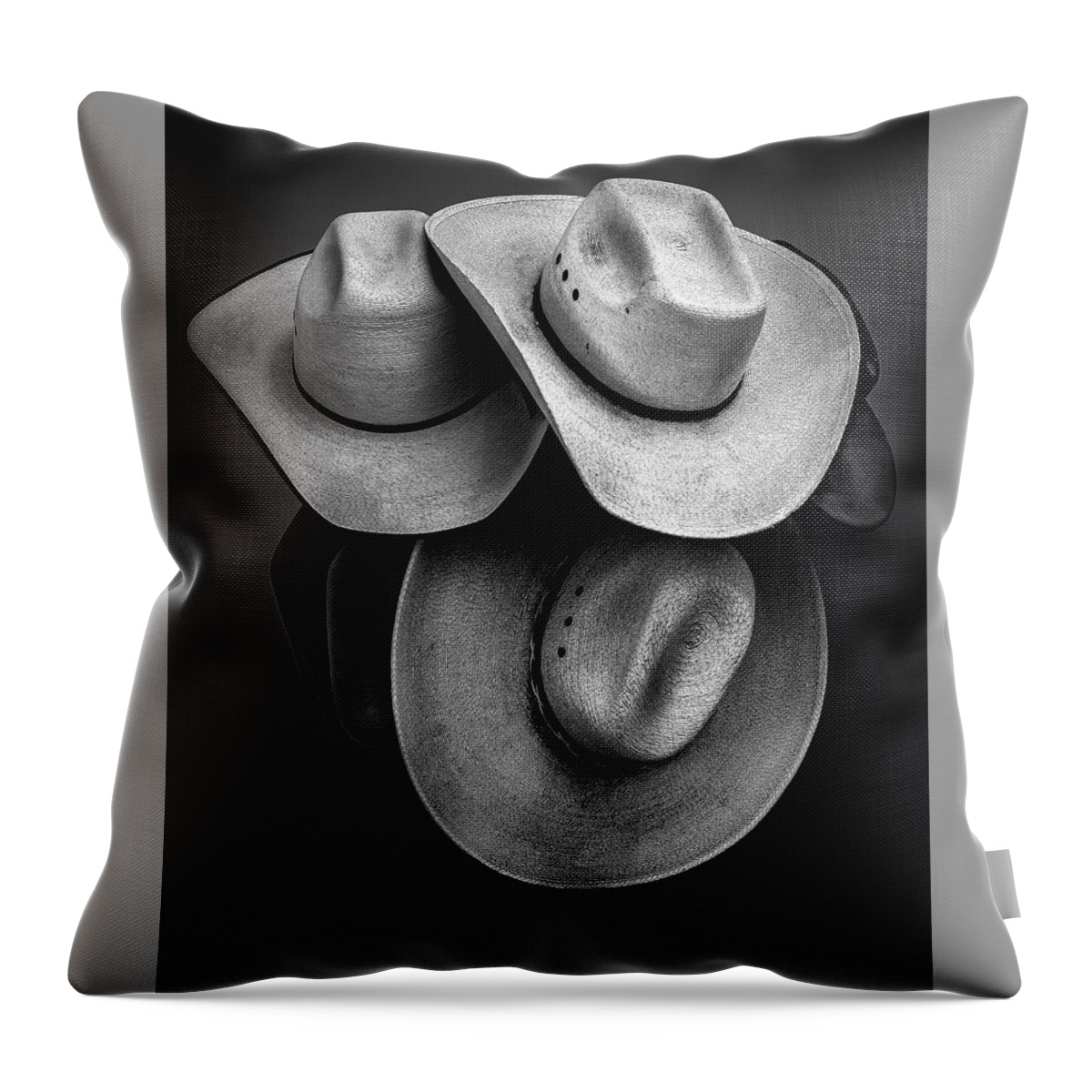 2019 Throw Pillow featuring the photograph Cowboy Hats in Black and White by James Sage
