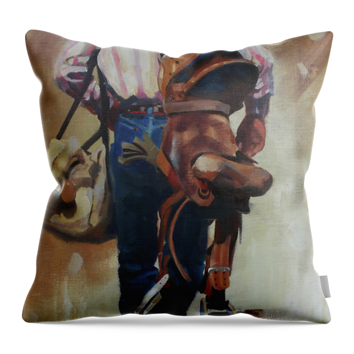 Figurative Art Throw Pillow featuring the painting Cowboy Up by Carolyne Hawley