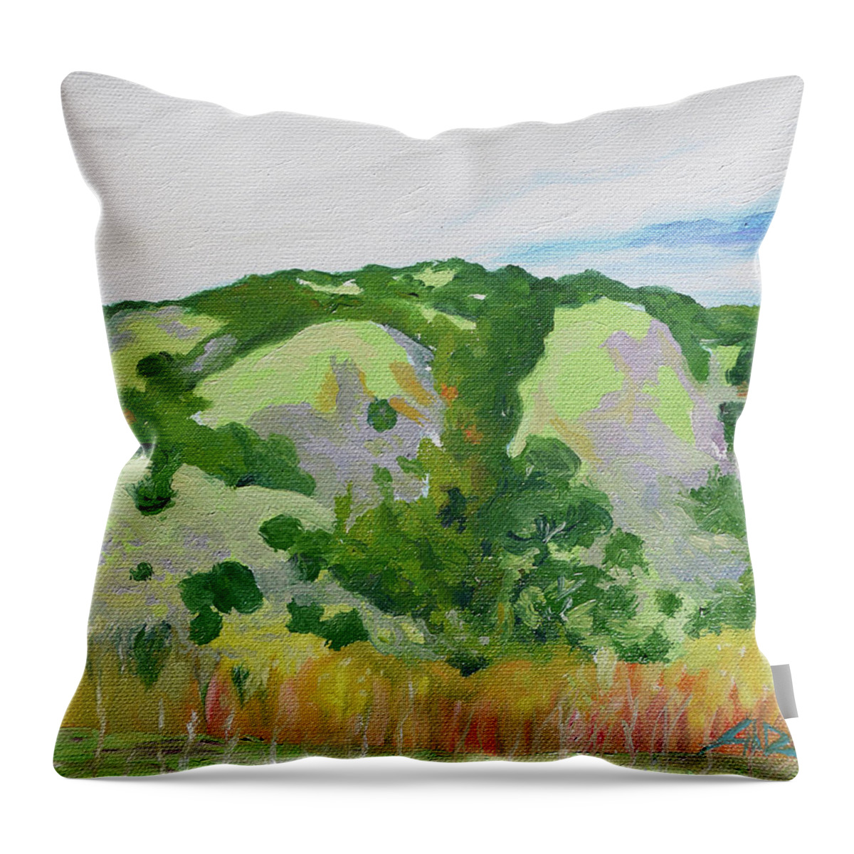 Plein Throw Pillow featuring the painting Coyote Lake CA by Joseph Demaree
