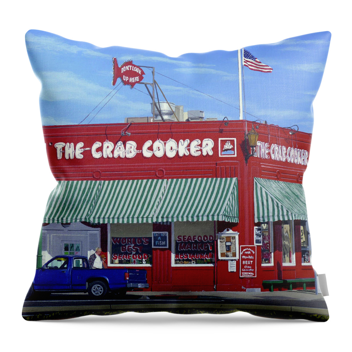 Crab Throw Pillow featuring the painting Crab Cooker by Michael Ward