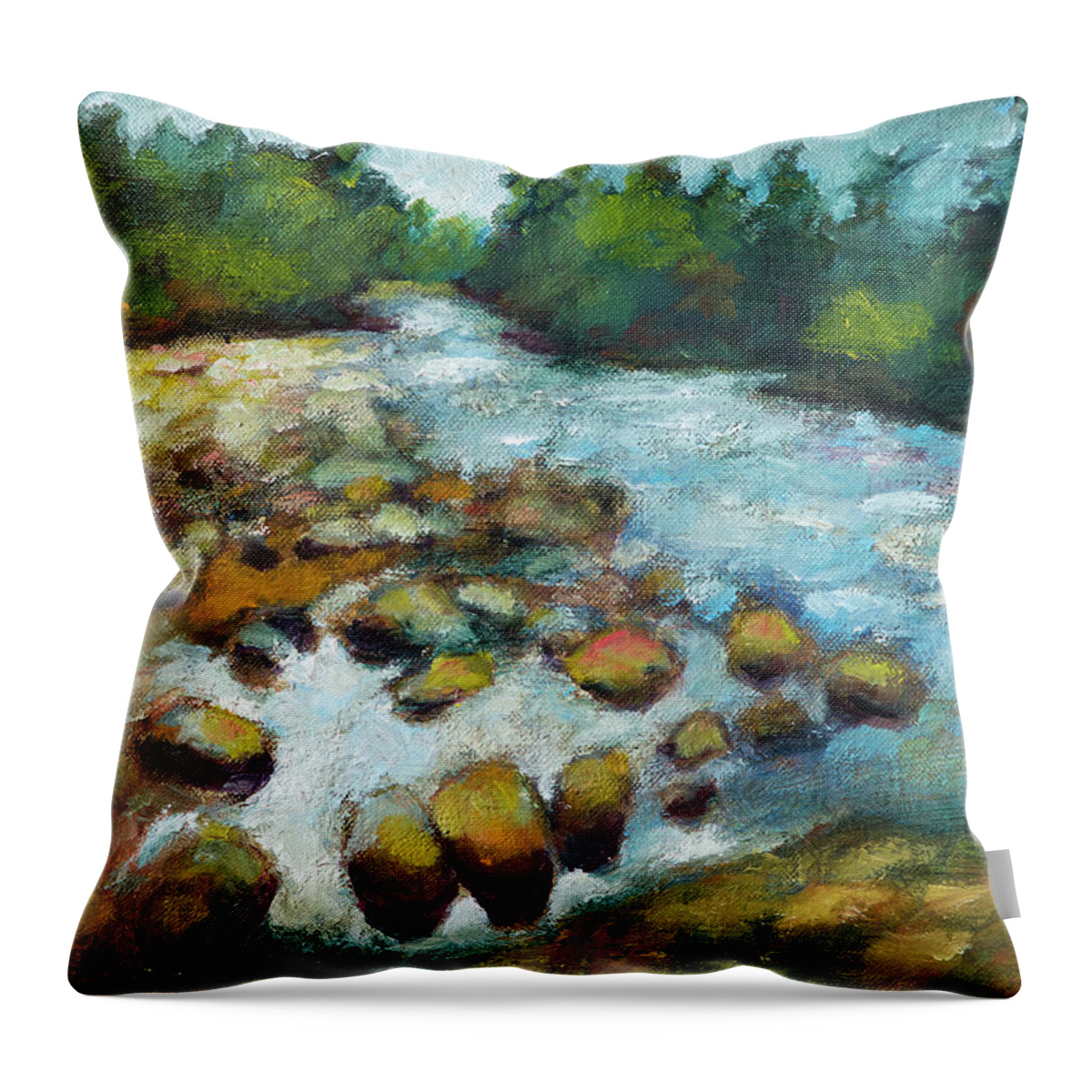 Landscape Throw Pillow featuring the painting Crabtree Creek by Mike Bergen