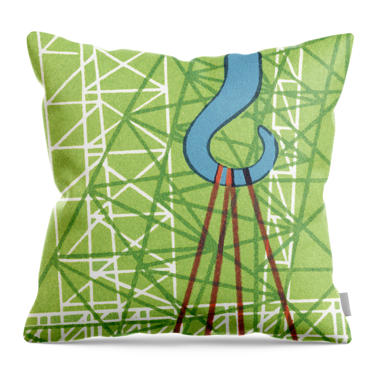 Build Throw Pillow featuring the drawing Crane Lifting Construction Materials by CSA Images