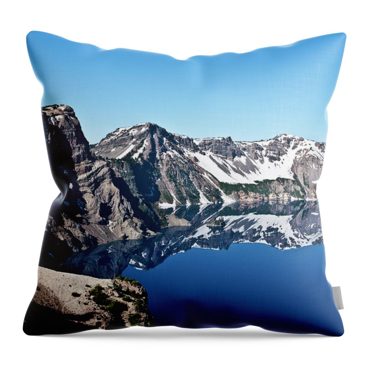 Crater Lake Throw Pillow featuring the photograph Crater Lake Preview by Www.bazpics.com