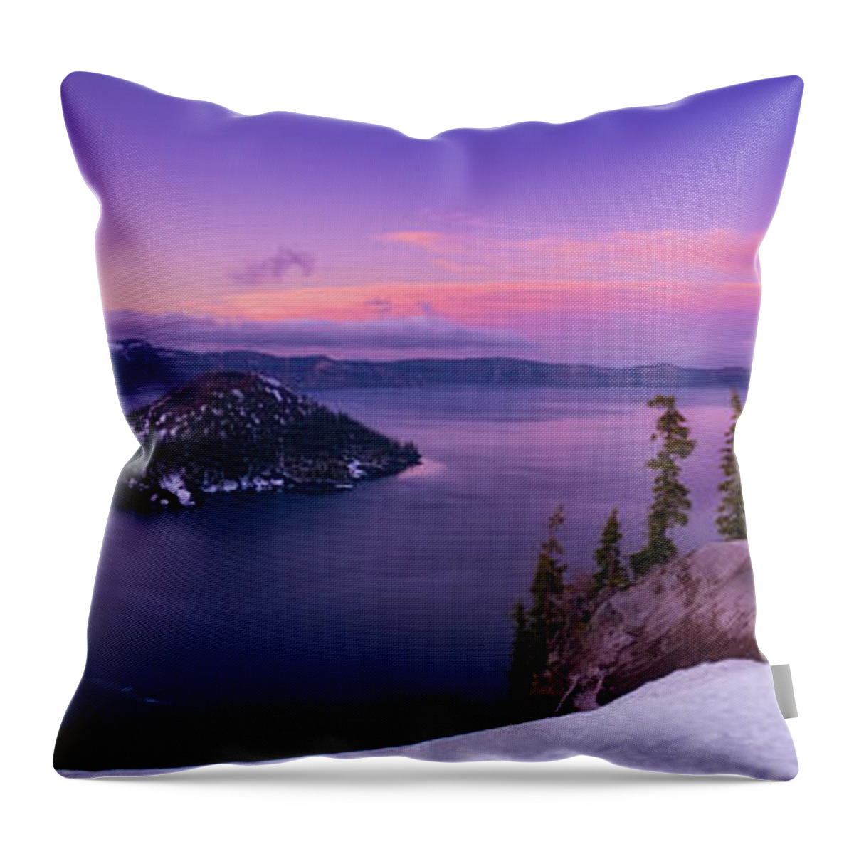 Crater Lake Throw Pillow featuring the photograph Crater Lake Sunset by Darren White Photography