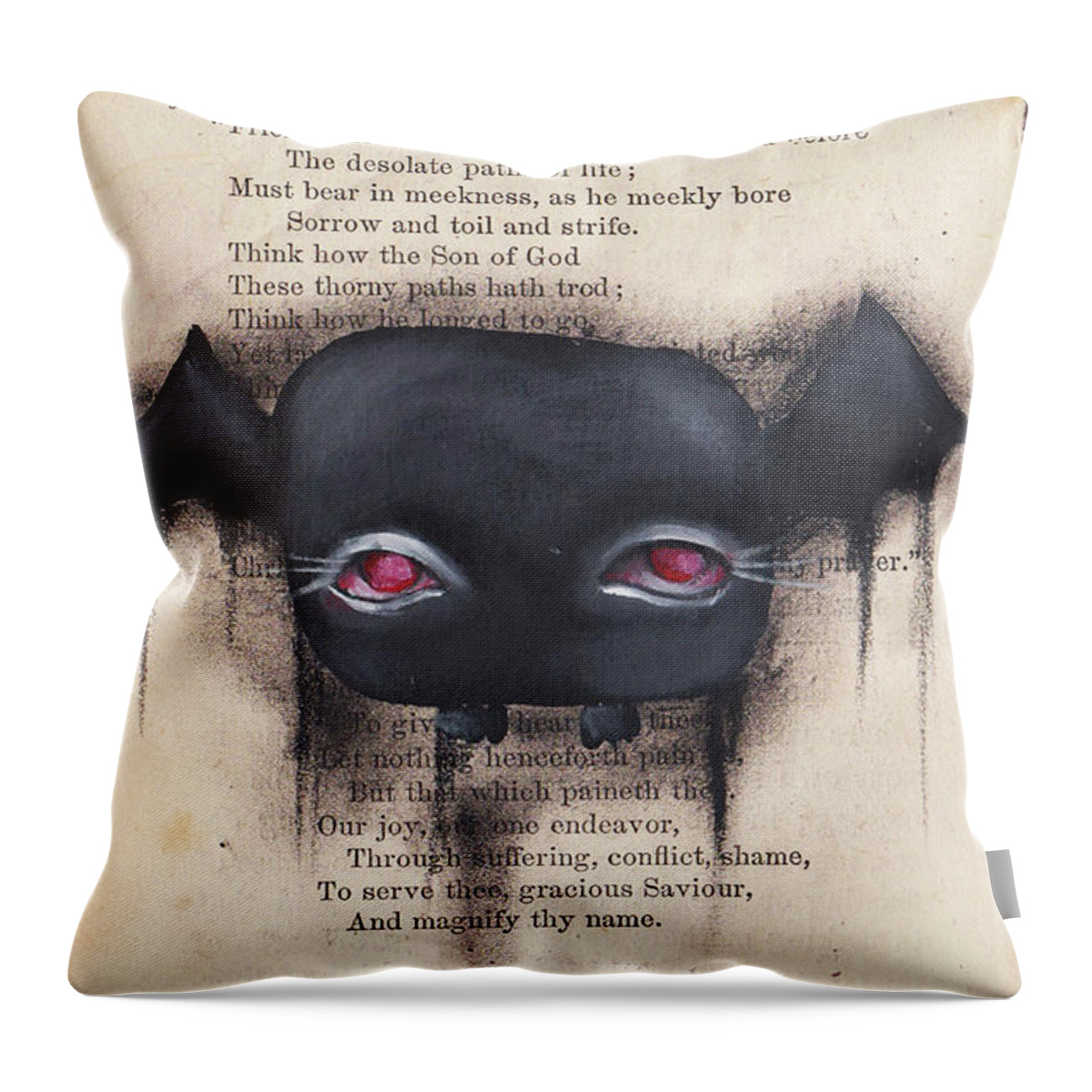 Mothman Throw Pillow featuring the painting Creature by Abril Andrade