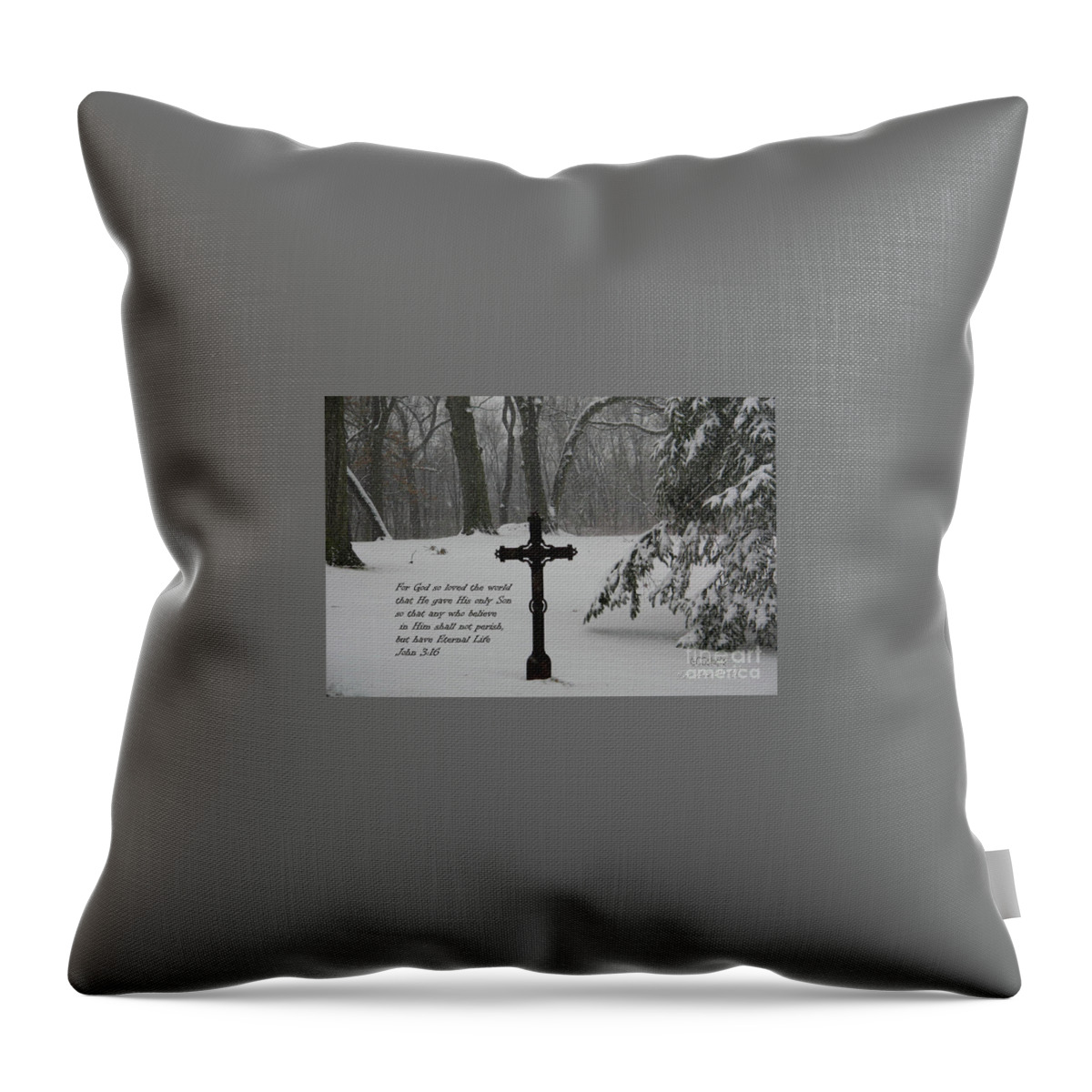  Throw Pillow featuring the mixed media Cross snow by Lori Tondini