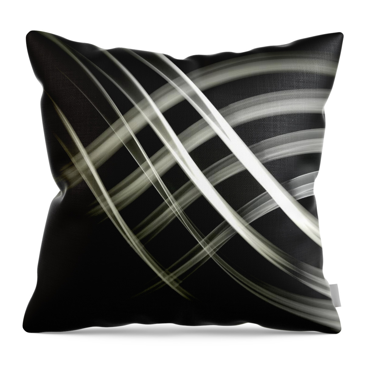 Black Background Throw Pillow featuring the photograph Crossing Paths by Photo Ephemera