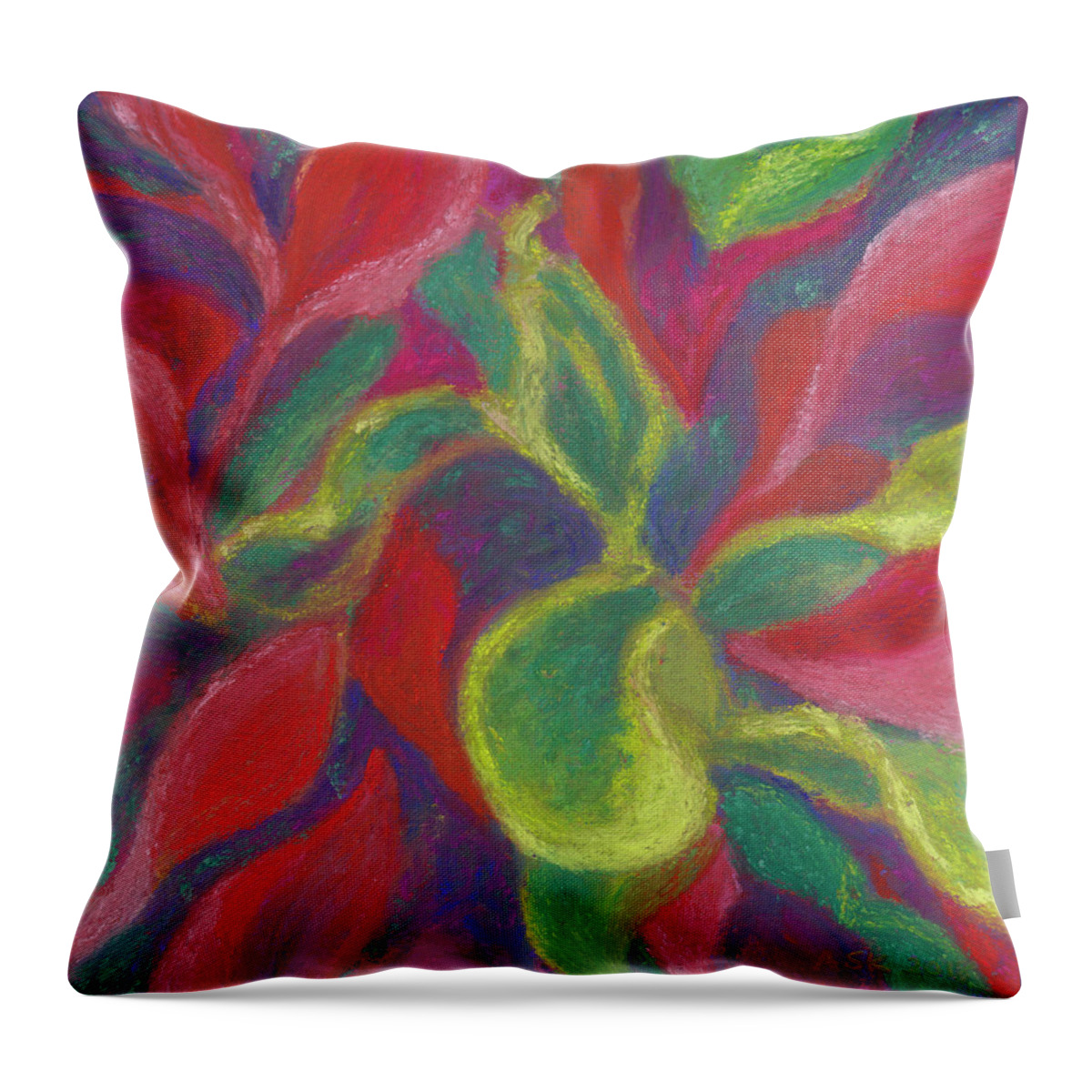 Florida Throw Pillow featuring the pastel Crotons Catch My Eye by Anne Katzeff