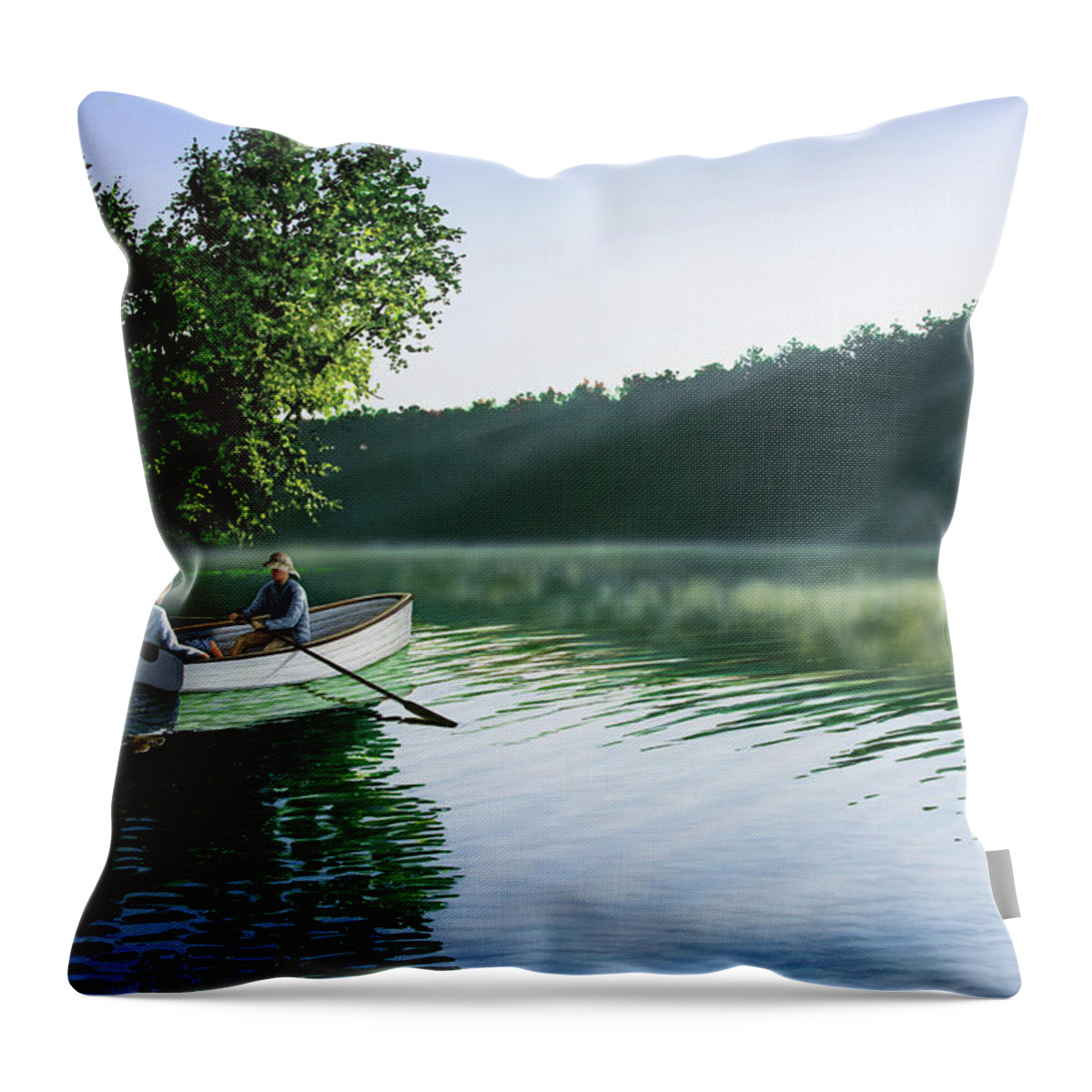Landscape Throw Pillow featuring the painting Cruise for Two by Anthony J Padgett