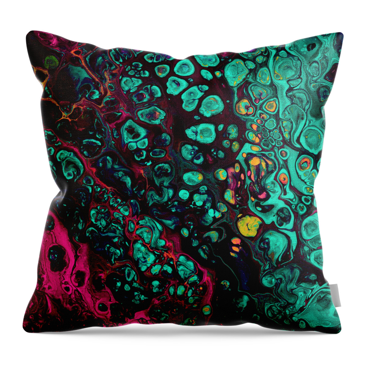 Fluid Throw Pillow featuring the mixed media Crunchberries by Jennifer Walsh