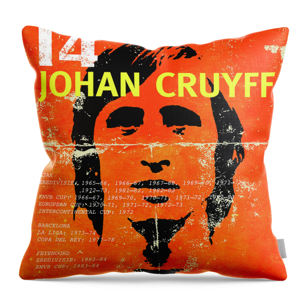 Football Throw Pillow featuring the painting Cruyff by Art Popop